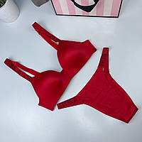 Комплект нижнего белья, бюстгальтер + трусы Victoria`s Secret, 90% полиамид Красный