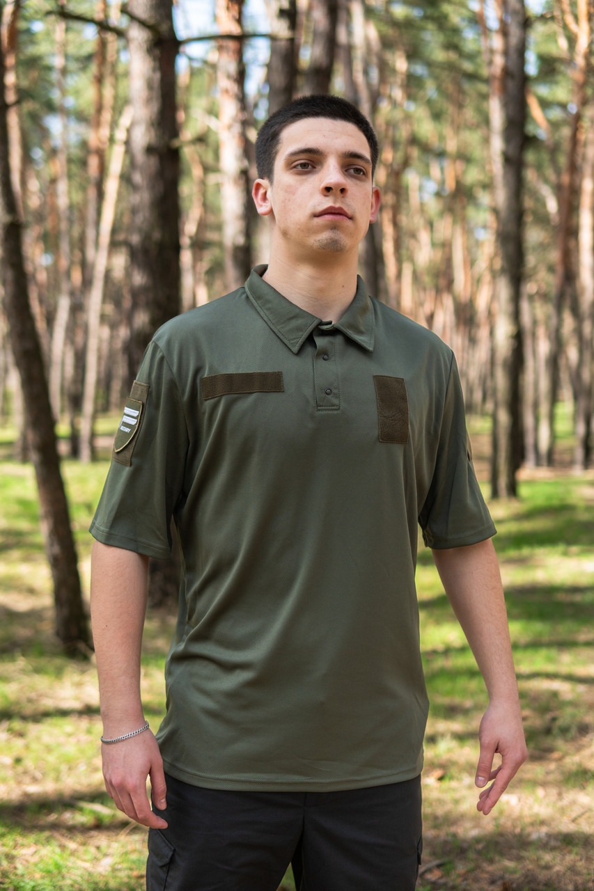 Поло чоловіче тактичне олива всу coolmax легке літнє для військових футболка статутна оливкова армійська зсу