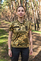 Женское поло камуфляж пиксель тактическая кулмакс армейское футболка военная на лето Coolmax мм14 солдатская