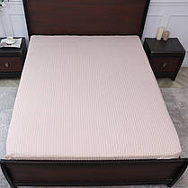 М'яке натяжне простирадло на ліжко на гумці бавовняне (160*200*25) однотонне персикове в смужку, фото 3