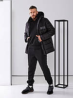 Мужской зимний теплый спортивный костюм тройка батник+штаны+куртка размеры: L, XL, XXL, XXXL