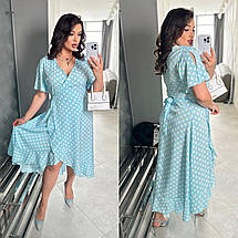 Літня красива сукня вільного крою на запах із софту розміри батал, фото 4