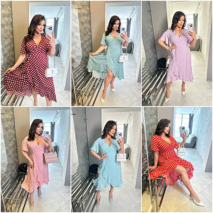 Літня красива сукня вільного крою на запах із софту розміри батал, фото 1