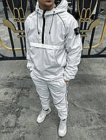 Мужской белый спортивный костюм.Анорак+штаны.5-644 высокое качество