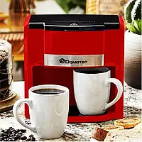 Электрическая кофеварка , кофеварка красная , с двумя чашками по 150 мл мощность 500Bt DOMOTEC MS0705