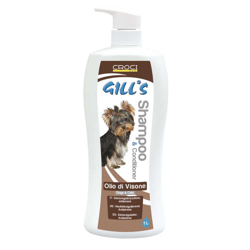 Фото - Косметика для собаки Шампунь-кондиционер GILL’S С норковым маслом, для блестящей шерсти, 1000мл