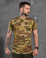Компрессионная тактическая футболка multicam, Летняя военная футболка мультикам одежда для армии