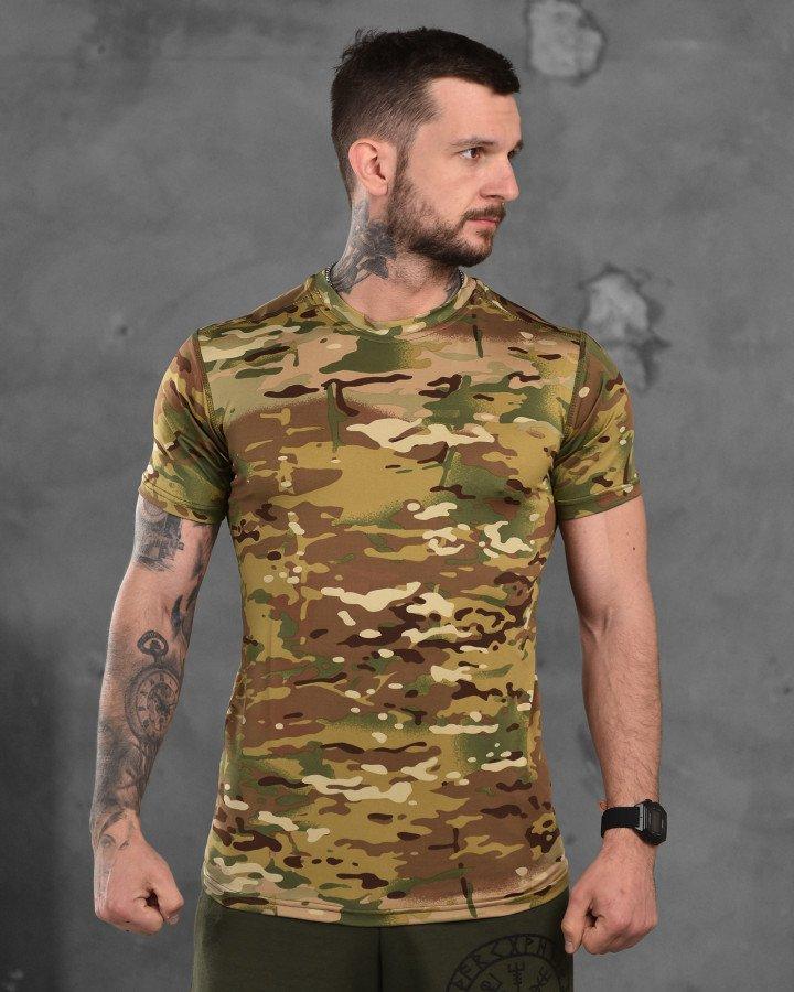 Компресійна тактична футболка multicam, Літня військова футболка мультикам одяг для армії