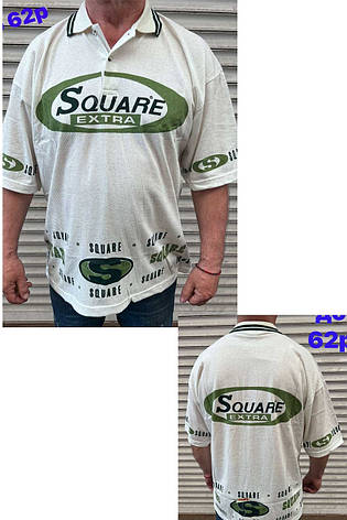 Футболка поло чоловіча батальна коттонова великого розміру SQUARE, Таїланд, фото 1