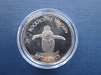 Монета 50 пенсов Фолклендские острова Британские 2020 фауна птицы северный хохлатый пингвин