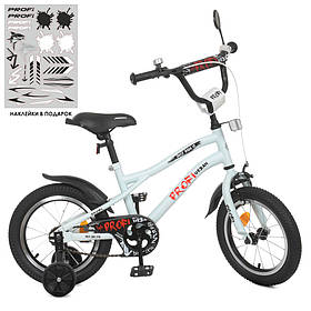 Велосипед дитячий PROF1 14д. Y14251-1 Urban, SKD75, білий (мат.), дзвінок, ліхтар, дод.колеса.