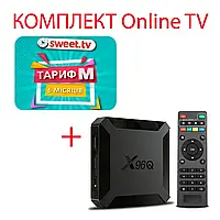 Sweet.TV Тариф M на 6 місяців для п'яти пристроїв + Смарт ТВ приставка X96Q 2/16 Гб Smart TV Box Android