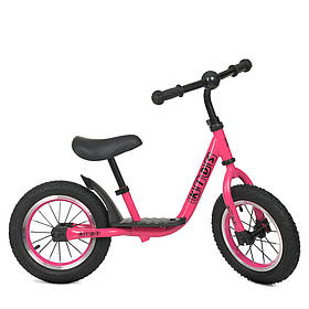 Біговел PROFI KIDS дитячий 12 д. M 4067A-4 гум.колеса, мет.обід, висота до сидіння 30-43см., рожевий