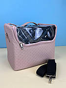 Тканинна сумка для косметики, бьюті-кейс для манікюру, візажиста YRE A65-1 з прозорим верхом, бежева