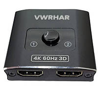 Сток Розгалужувач HDMI VWRHar 2.0, двонаправлений перемикач 2 в 1