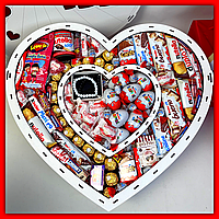 Подарок киндер сюрприз сладости на годовщину сердце, подарочные подарки-боксы из конфет киндер |это нужно