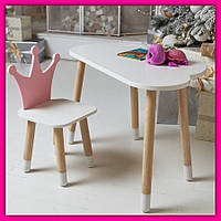 Столик и стульчик для занятий и игр дошкольный, универсальный комплект красивой мебели для развития |это нужно Розово-белый