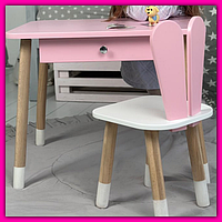 Детский стол с нишами стул деревянный комплект, красивый и яркий столик и стульчик ребенку для рисо |это нужно Вариант 2