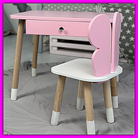 Набор красивой детской мебели стульчик и столик с ящичком, деревянный столик и стульчик дошкол |это нужно