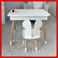 Гарний дитячий столик для навчання та творчості, комплект дитячих меблів столик і стільчик дерев'яний малюкові