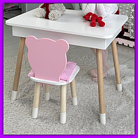 Детский яркий деревянный комлпект столик с нишей и стулом, набор мебели стол стул для занятий и об |это нужно Вариант 4