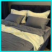 Красивое сатиновое постельное белье хлопок 100%, роскошный комплект мягкого двухцветного постел |это нужно Двуспальный