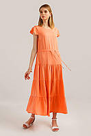 Длинное летнее платье с расклешенным низом Finn Flare S19-11007-306 персиковое M