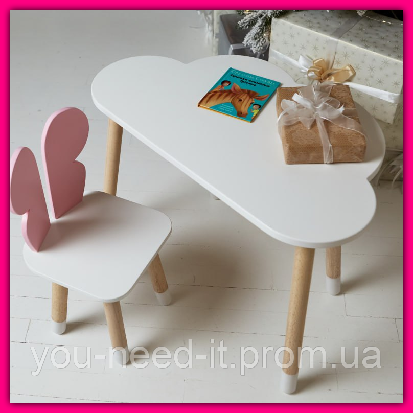 Дитячий комплект меблів столик і стільчик для малювання, столик із дерева для малюка для навчання та творчості