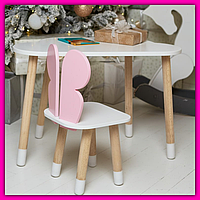 Красивый детский столик универсальный со стульчиком, яркий столик из дерева дошкольный для занятий ребенку