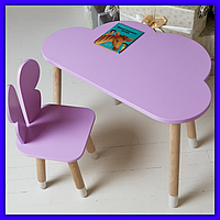 Дитячий комплект меблів столик і стільчик для малювання, столик із дерева для малюка для навчання т |потрібно Фиолетовый