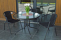 Набір садових меблів з ротанга PRATO-3 з круглим столом 90см та трьома стільцями на дачу для саду кафе тераси
