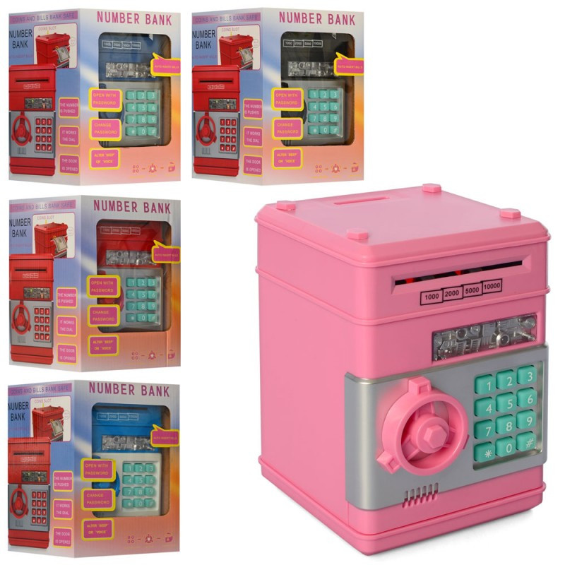 Скарбничка-сейф MK 4524, сейф із кодом, затягує купюри, звук, світло, фото 1