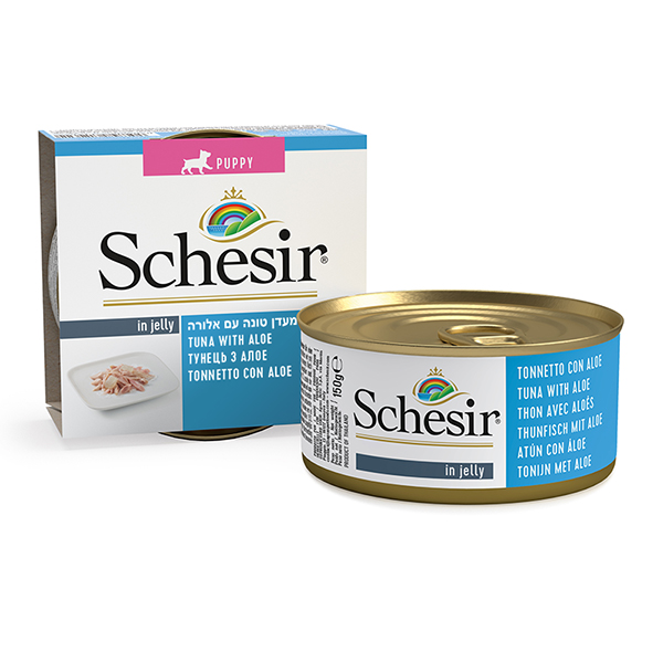 Вологий корм Schesir (Шезир) Puppy Tuna Aloe для цуценят шматочки в желе з тунцем та алое 150 г
