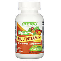 Deva, мультивитаминная и минеральная добавка для веганов, один раз в день, 90 таблеток, покрытых оболочкой