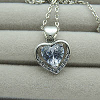 Кулон женский с цепочкой Liresmina Jewelry Вечное сердце воды - кулон серебристый с белым камнем мед серебро