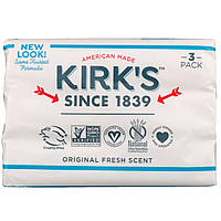 Kirk's, Gentle Castile Soap Bar, Original Fresh Scent, 3 Bars, 4 oz (113 g) Each