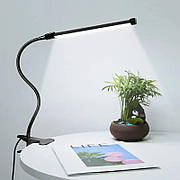 Настільна лампа FX-033 (8 Вт.) з гнучкою ніжкою на прищіпці, чорного кольору - для комп'ютерного та робочого  столу