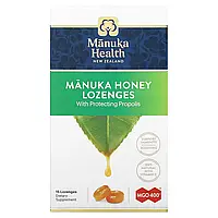 Manuka Health, Леденцы с медом Manuka, прополис, MGO 400+, 15 леденцов