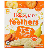 Happy Family Organics, органические вафли для прорезывания зубов, для малышей, умеющих сидеть, батат и банан,