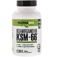 NutraBio Labs, Ашваганда KSM-66, 600 мг, 90 растительных капсул