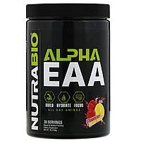 NutraBio Labs, Alpha EAA, незаменимые альфа-аминокислоты, клубника и лимон, 458 г (1 фунт)