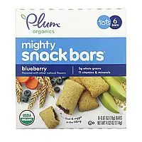 Plum Organics, Mighty Snack Bars, для малышей, голубика, 6 батончиков по 19 г (0,67 унции) каждый