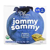 Plum Organics, Jammy Sammy, для детей от 15 месяцев, голубика и овсянка, 5 батончиков по 29 г (1,02 унции)