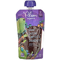 Plum Organics, Органическое детское питание, этап 2, груша, пурпурная морковь и черника, 4 унции (113 г)