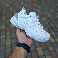 Женские демисезонные кроссовки Nike M2K Tekno (белые с серым) низкие стильные кроссовки 20788 Найк