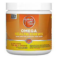 Ready Pet Go, Omega Health Chews, поддержка кожи и шерсти для собак всех возрастов, рыбий жир + сыр, 90 мягких