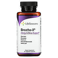 LifeSeasons, Breathe-X, средство от аллергии и заложенности носа, 90 вегетаранских капсул