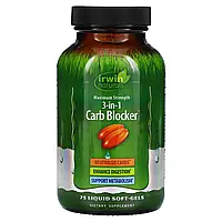 Irwin Naturals, Carb Blocker, блокатор углеводов 3-в-1, максимальный эффект, 75 капсул с жидкостью