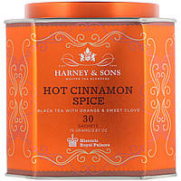 Harney & Sons, черный пряный чай с корицей, апельсином и сладкой гвоздикой, 30 пакетиков, 75 г (2,67 унции)
