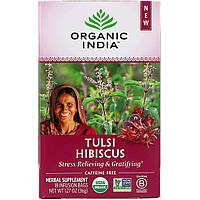 Organic India, Tulsi Tea, гибискус, без кофеина, 18 пакетиков для заваривания, 36 г (1,27 унции)